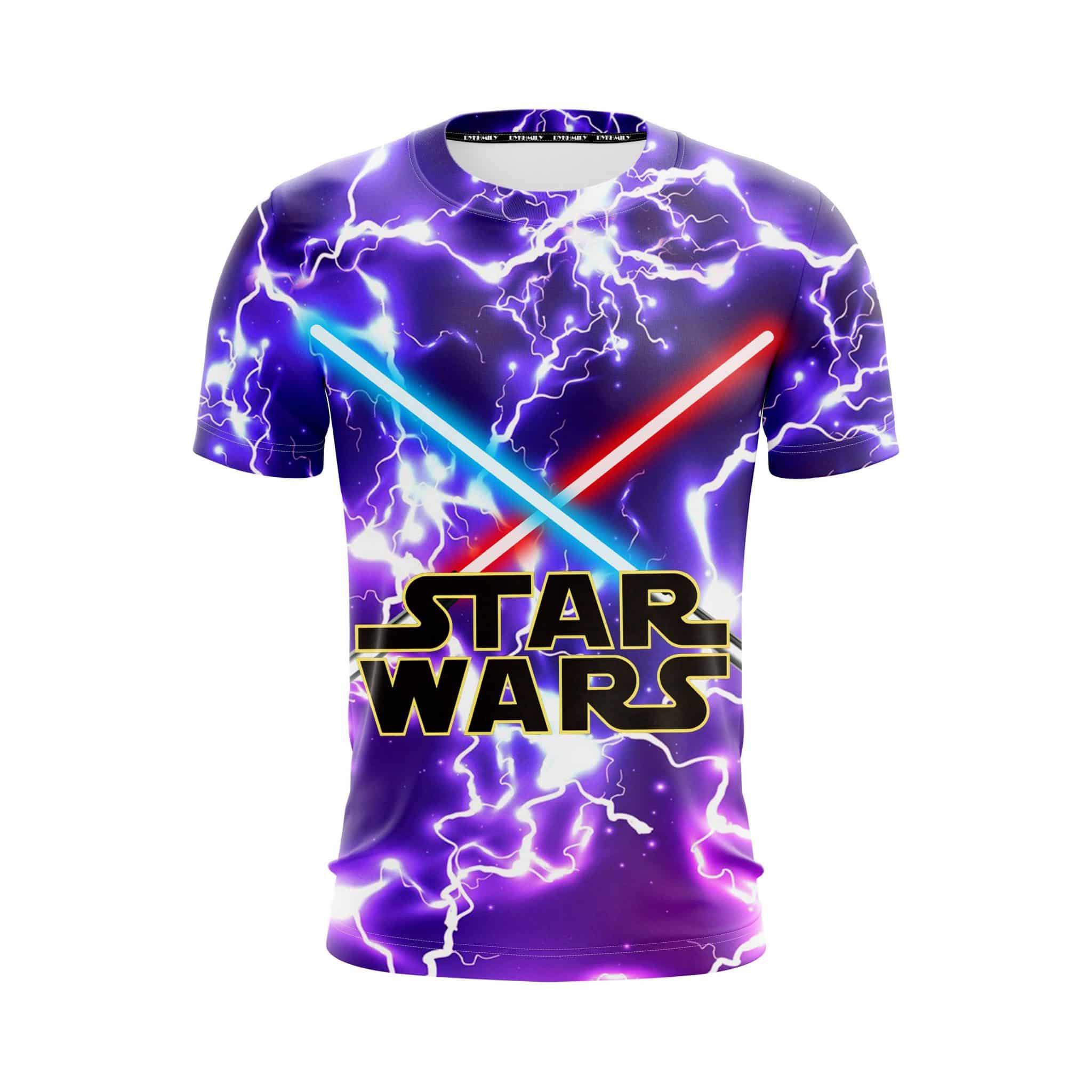 Star Red Logo Wars T-Shirt & Blue With Lightsaber Purple