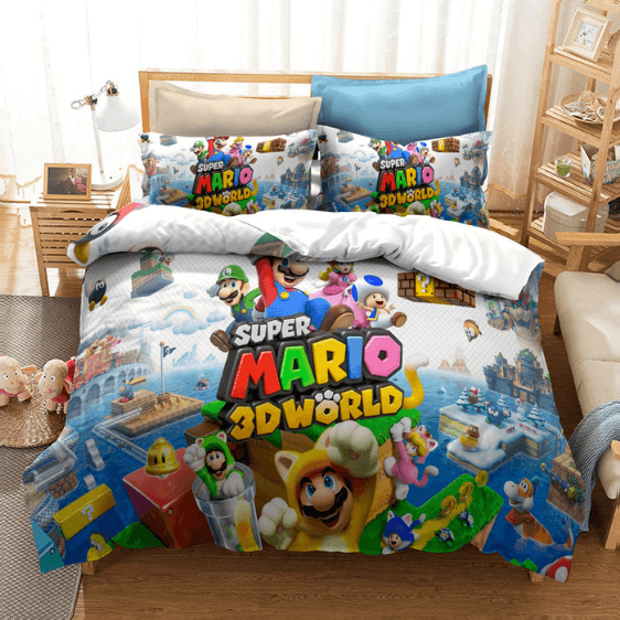 3D Super Smash Bros.Bedding Set Super Mario 3D World Duvet Cover Pillowcase Set 