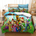 Super Mario All Main Characters Nature Green Bedding Set