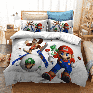 Super Mario Marie Luigi Kong Yoshi White Snow Bedding Set