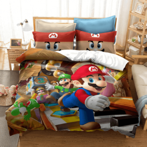 Super Mario Mario Luigi Running From Bowser Bedding Set