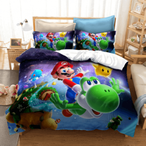 Super Mario Mario and Yoshi Cool Galaxy Art Bedding Set
