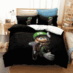 Super Mario Scared Luigi Minimalistic Black Bedding Set