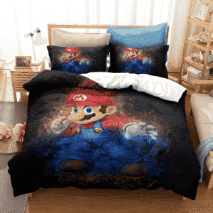 Super Mario Serious Mario Dope Painting Black Bedding Set