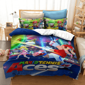 Super Mario Tennis Aces Sporty Mario and Peach Bedding Set