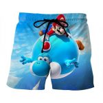 Super Mario Blue Yoshi Fly Cute Trendy Gaming Urban Shorts