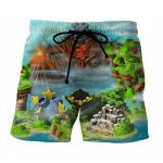 Super Mario Castle Defender Game Color Design Beach Shorts