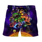 Super Mario Skyship Bowser Monster Vibrant Print Shorts