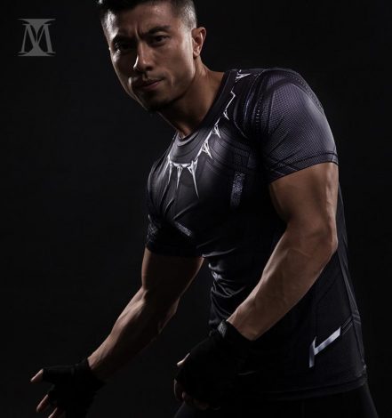 Superheroes Marvel Black Panther 3D Printed Compression Fitness T-shirt