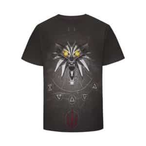 The Witcher 3 Wolf With Flaming Eyes Symbols Black T-Shirt