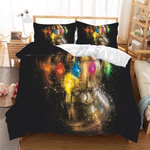 Thanos Infinity Gauntlet Painted Art Style Black Bedding Set