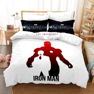 The Invincible Iron Man Minimalist White Bedding Set