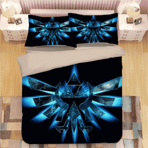 The Legend of Zelda Blue Wings Minimalistic Black Bedding Set