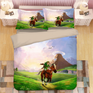 The Legend of Zelda Breath of Wild Link Riding Bedding Set