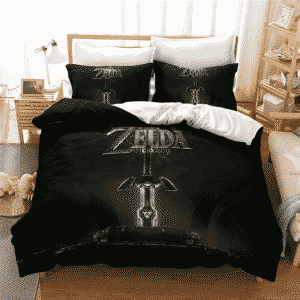 The Legend of Zelda Master Sword Black Green Bedding Set