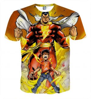 The Captain Marvel Shazam Empowered Kid Yellow Print T-Shirt