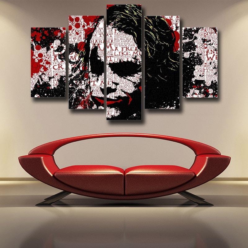 The Freakin Badass Joker 5pcs Wall Art Canvas Print