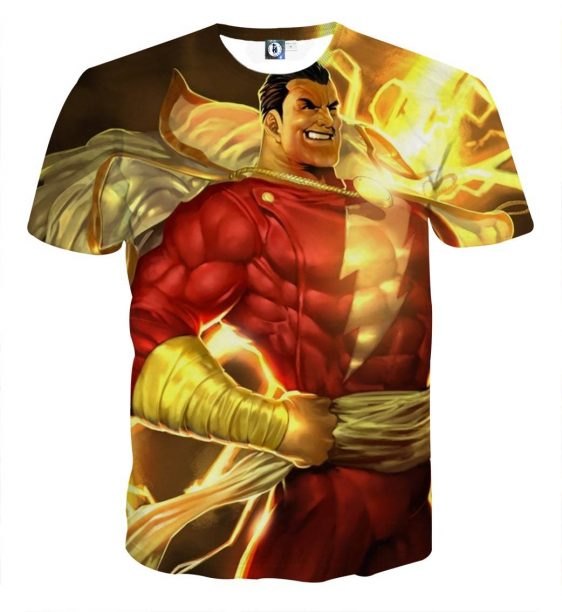 The Legendary Captain Marvel Shazam Red Suit Print T-Shirt