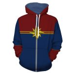 The Mightiest Avenger Captain Marvel Red Blue Cosplay Hoodie