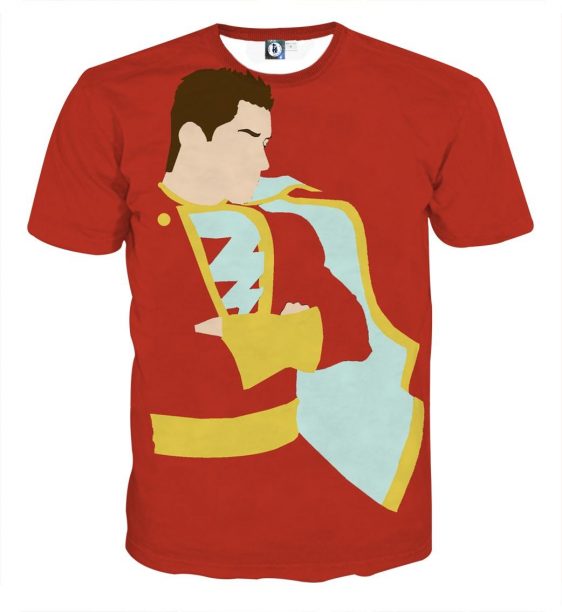 The Momentous Captain Marvel Shazam Blue Full Print T-Shirt