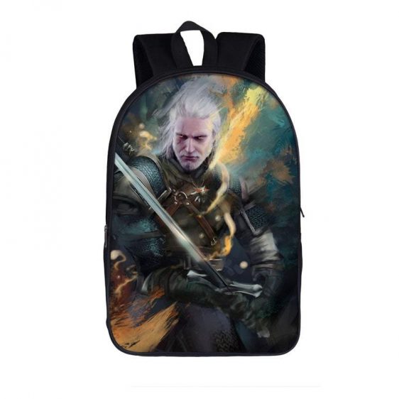 The Witcher 3 Wild Hunt Geralt Sword Fighting Art Backpack Bag