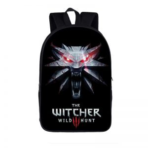 The Witcher 3 Wild Hunt Roaring Wolf Symbol Black Backpack Bag