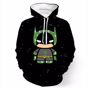Weedman Badman Batman Cute Funny Marijuana Space Black Hoodie - Woof Apparel