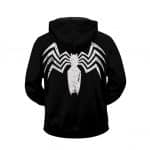 White Spider-Man Super Hero 3D Cosplay Black Zip Up Hoodie