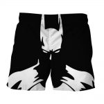 White Batman Superhero Thug Print On Black Boardshorts