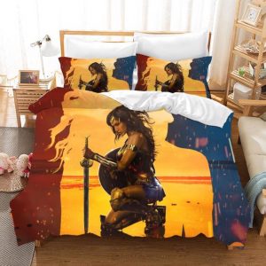 Wonder Woman Dope Red Yellow Blue Background Art Bedding Set