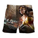 Wonder Woman Ready To Save On Messy Fight Scene Boardshorts