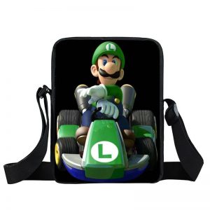 Super Mario Kart Racing Luigi Driving Black Cross Body Bag