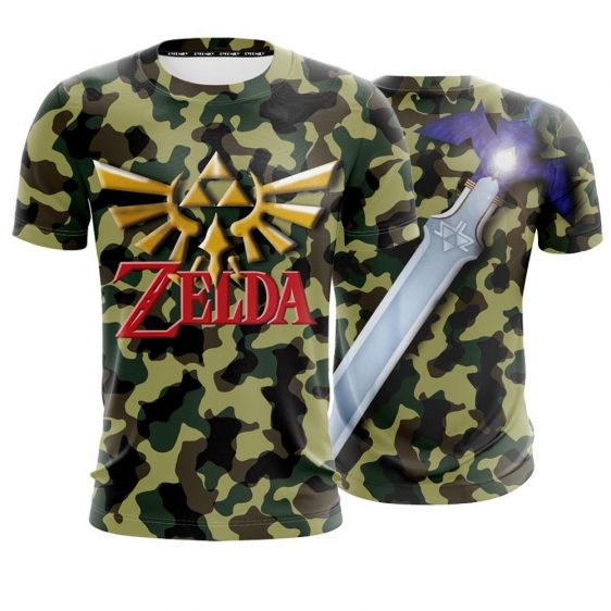 The Legend Of Zelda Gold Logo Camouflage Style Dope T-Shirt