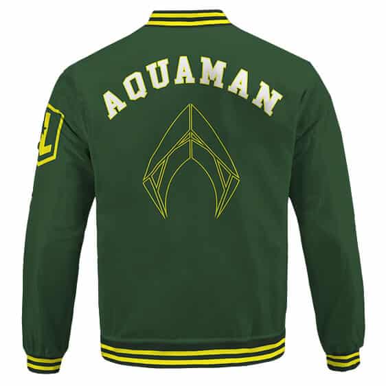Justice League Aquaman Arthur Curry Logo Green Bomber Jacket