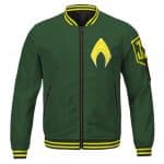 Justice League Aquaman Arthur Curry Logo Green Bomber Jacket