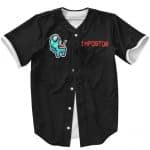 Imposter Cyan Among Us Minimalist Design Black Baseball Shirt