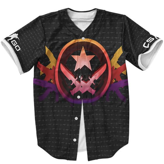 CS GO Terrorist Team Logo Guns Pattern Amazing Baseball Shirt