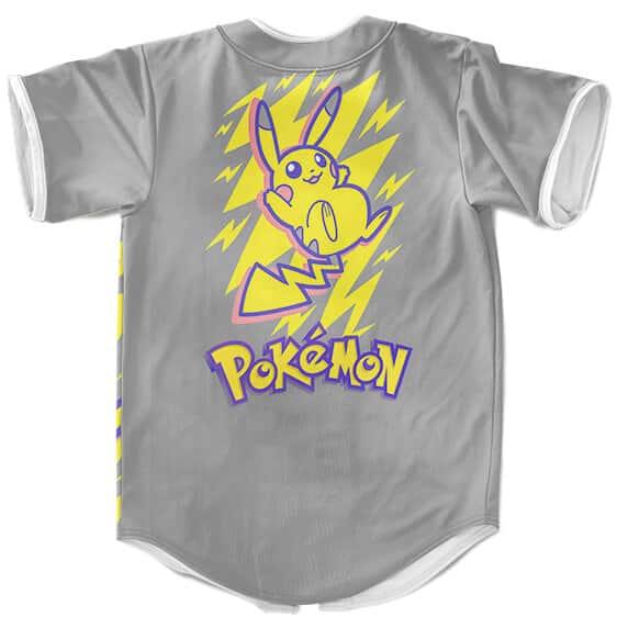 Pokemon The Electrifying Pikachu Awesome Gray Baseball Jersey