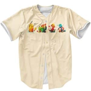 Pokemon Pikachu Charmander Bulbasaur Squirtle Art Baseball Shirt