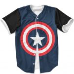 Captain America Shield Stylish Dark Blue Baseball Jersey