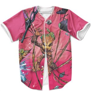 Cute But Deadly Groot Fighting Villains Pink MLB Jersey