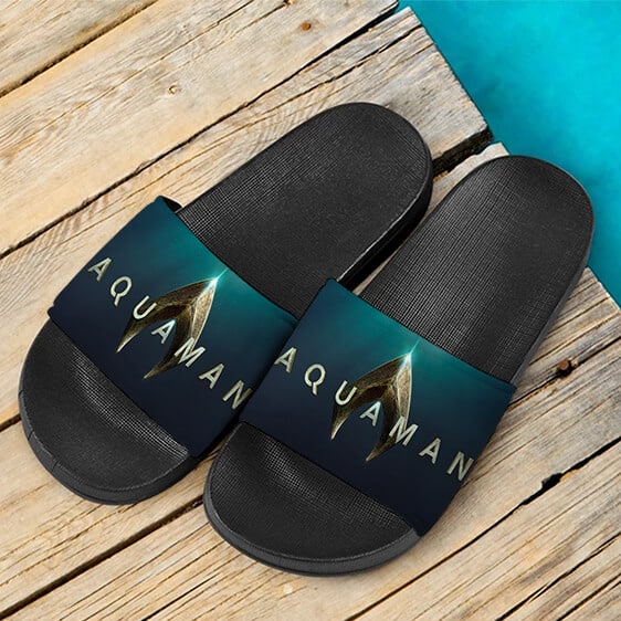 DC Aquaman Deep Ocean Movie Poster Amazing Slide Sandals front