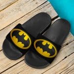 DC Comics Iconic Batman Logo Black Yellow Slide Sandals