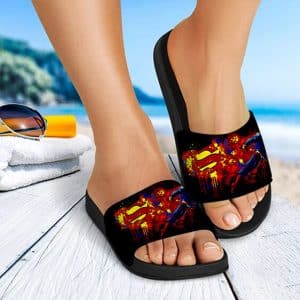 DC Comics Superman Paint Splash Art Unique Slide Sandals