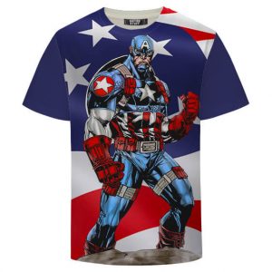 First Avenger Captain America Cool Hero Navy Blue T-Shirt