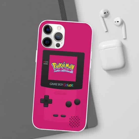 Game Boy Pokemon Neon Pink Vibrant iPhone 12 Fitted Case