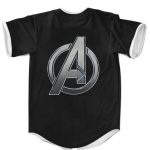 Marvel Avengers Logo Minimalist Black Baseball Jersey