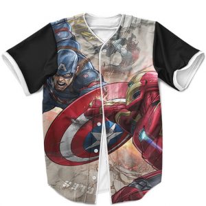 Marvel Comics Civil War Iron Man Vs Captain America MLB Shirt