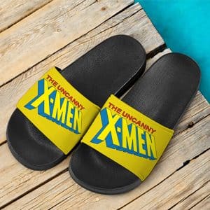 Marvel Comics The Uncanny X-Men Logo Yellow Slide Sandals