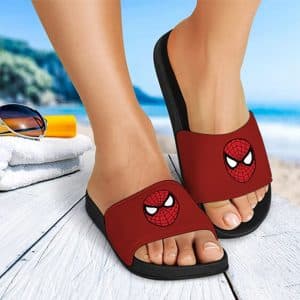 Marvel Spider-Man Head Minimalist Art Red Slide Sandals